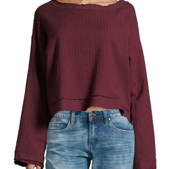 Free People walking in hueco top in raspbe… - Picture 2 of 4